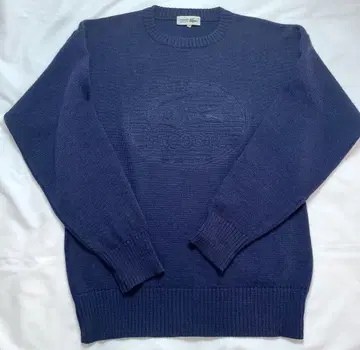 90sLACOSTE 네이비 니트 스웨터 빅 엠보싱 로고 M