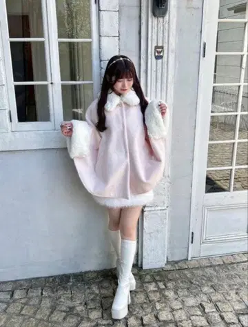 완판템 evelyn 비쥬 판초 코트 핑크