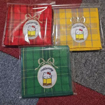 Hello Kitty 체크 무늬 핸드 타월 3장 세트