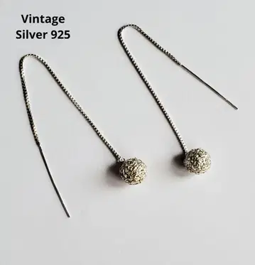 빈티지 실버 925 짜임 공 아메리칸 귀걸이 주얼리