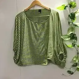 [ Acsent Gem ] 상의 보더 무늬 그린 x 블랙 여성용 F