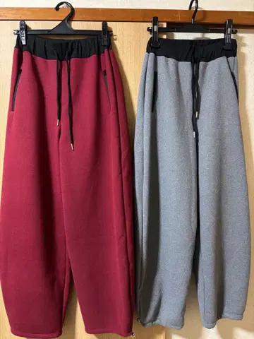 속기모 와이드 팬츠 빨간색 그레이 2색 세트