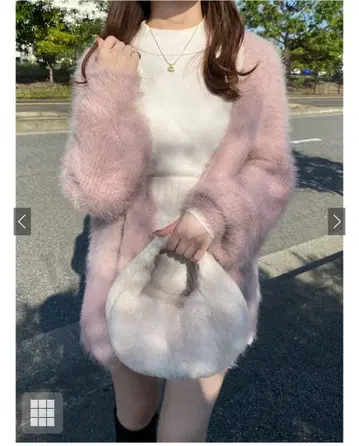 GRL 복슬복슬 옅은 핑크 가디건