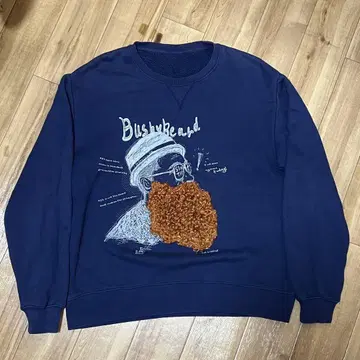 90s? 맨투맨 입체 프린트 히게 퍼플네이비 양V 앞V 분위기