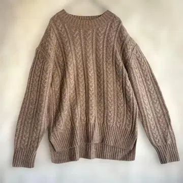 울 50% 야크 10% 혼방 케이블 짜임 니트 베이지 따뜻한 314