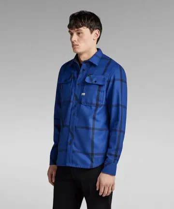 G-STARRAW 밀리터리 디테일 체크 포켓 셔츠