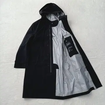 [새상품급] 매킨토시 고무 코트 후디 나일론 A라인 블랙