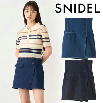 SNIDEL 스나이델 사이드 버튼 데님 스커트 미니 스커트 사이즈 0