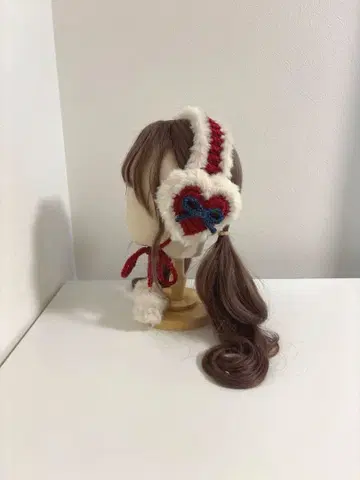 하트 이어머프 핸드메이드 귀마개 귀도리 빨간색 리본