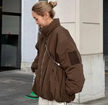 차오패닉 티피 PON 기획 충전솜 스탠드 카라 자켓 브라운 새상품급