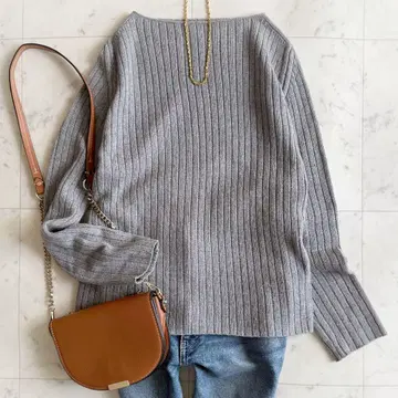 새상품급 두지엠클래스 울 캐시미어 혼방 리브 니트 그레이