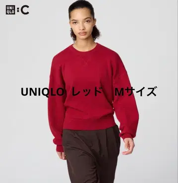 유니클로c 스무스 코튼 크루넥 스웨터 15 레드 M