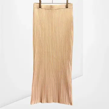 [로즈에이치] 리브 니트 롱 스커트 아이보리 신축성, 깔끔함 L