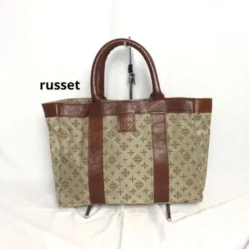 고품질 russet 라시드 기하학 패턴 토트백 베이지 x 브라운