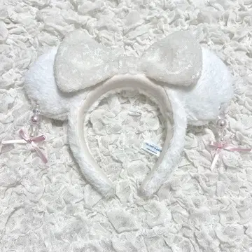 겨울 디즈니 마리 콜라보 미니 귀 머리띠 리본 귀찌 포함 화이트