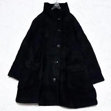 자우 센소유니코 롱 코트 자카드 올 패턴 울 40 스탠드 카라