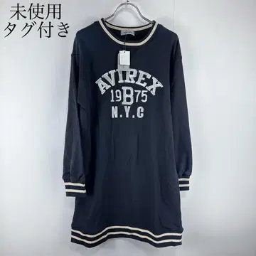 미사용 택 포함 AVIREX 맨투맨 패치 원피스 블랙