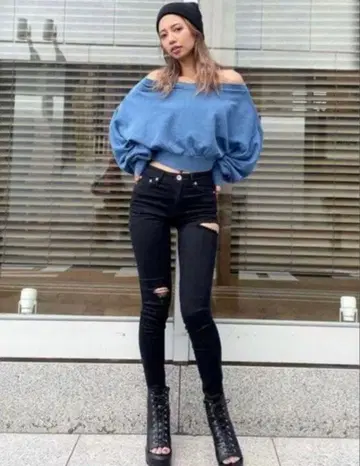 GYDA 사이드 슬립 스키니 데님 팬츠