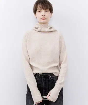 tageechita 울 100% 드레이프 넥 후디 니트탑