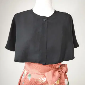 실크 케이프 블랙 무지 기모노 리메이크