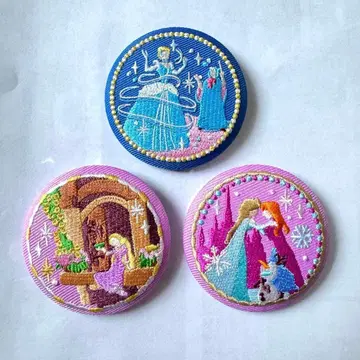 디즈니 자수 캔 배지 안나 신데렐라 라푼젤