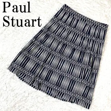 폴 스튜어트 플레어 스커트 올 패턴 네이비 6 B7071