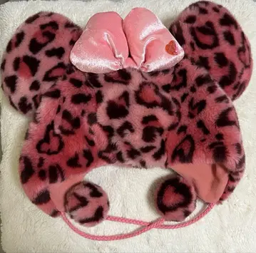 레오파드 무늬 미키 캡 핑크