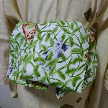 어른용 헤코오비 반폭 오비 핸드메이드 미오 No.2382 고양이와 풀