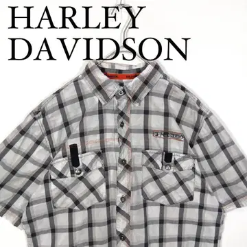 HARLEY DAVIDSON 체크 무늬 반팔 버튼 다운 셔츠 S