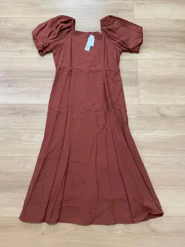 Andemiu 안데뮤 2WAY 퍼프 슬리브 원피스 레드 브라운 프리