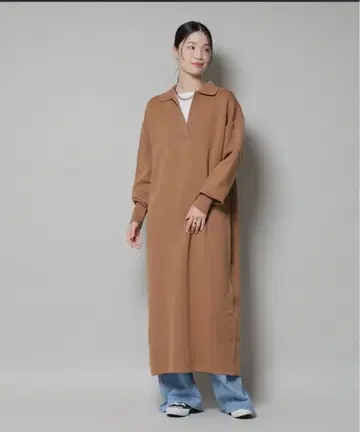 나노 유니버스 맨투맨 라이크 카라 부착 스키퍼 니트 원피스