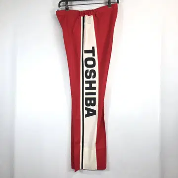 TOSHIBA 동지 로고 슬랙스 팬츠 허리밴딩 레드