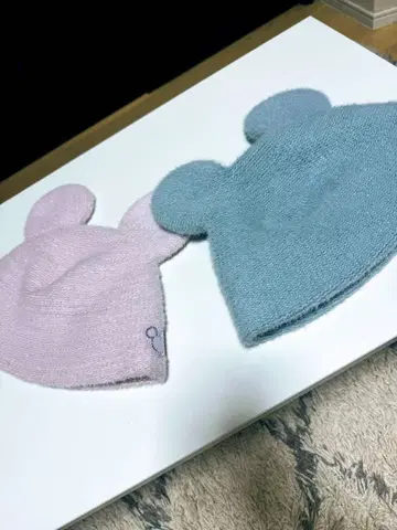 미키 귀도리 모자 핑크 스카이블루 2세트