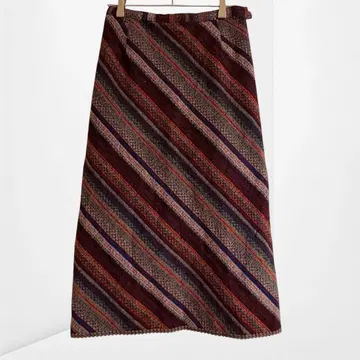[토빗] 스트라이프 패턴 타이트 스커트 울 혼방 가을/겨울 M 일본제
