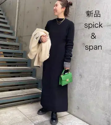 새상품 스픽 앤 스팬 23AW 리브 니트 원피스 블랙