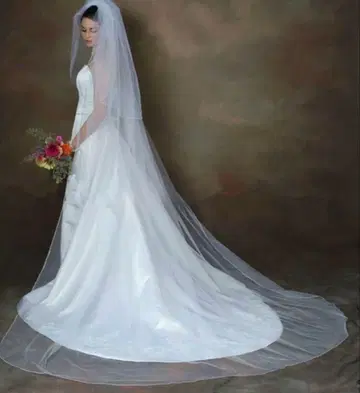 롱 웨딩 베일 테두리 포함 빗 포함