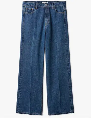 Mila Owen 루즈핏 센터 프레스 와이드 배기 팬츠 블루