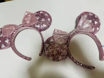 하트 모양 귀 스팽글 머리띠