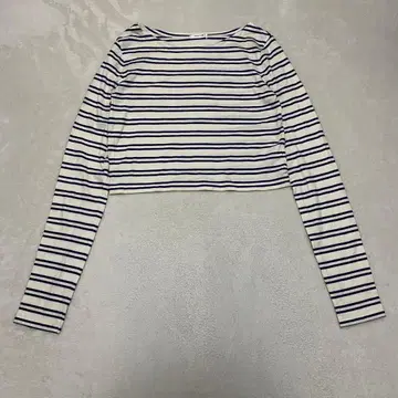 프레이 아이디 T셔츠 긴팔 보더 화이트 네이비 크롭