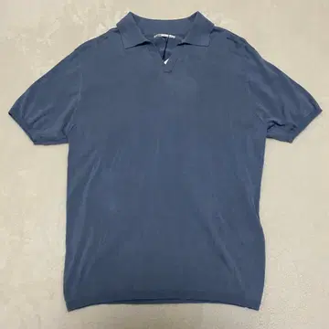새상품 ZARA 자라 피케 셔츠 니트 실크 혼방 블루 M 사이즈