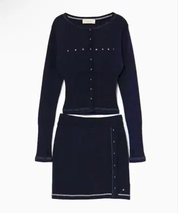 andmary Mary 로고 가디건 세트업 네이비