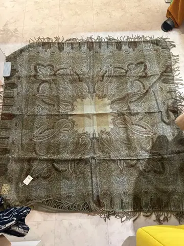 루치아노 소프라니 대형 숄 캐시미어 실크 골드 이탈리아제