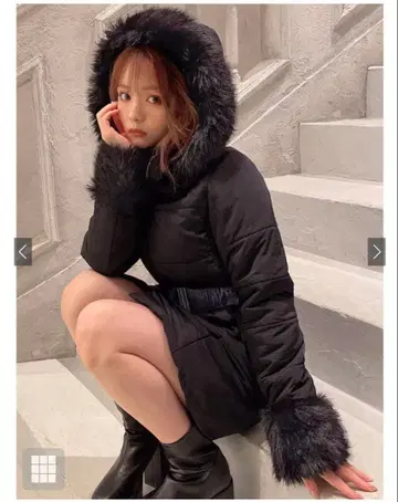 GRL 벨트 포함 퍼 다운 코트 kd13