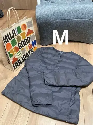 경량 다운 포켓 노카라 자켓 M 사이즈 다크 브라운