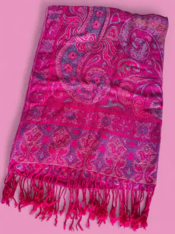 새상품급 파슈미나 100% 페이즐리 무늬 스톨 핑크