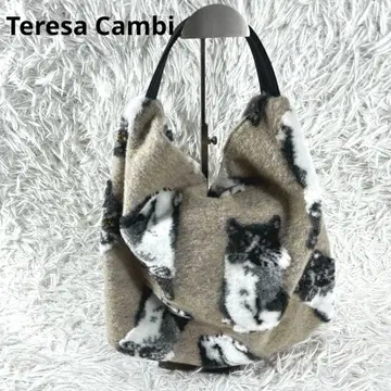 이아 파피요네 별주 테레사 캄비 고양이 패턴 원 핸들 백 복슬복슬