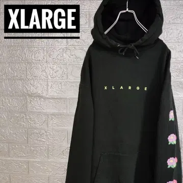 엑스라지 XLARGE 구제 의류 후드 맨투맨 블랙 L 플라워 디자인