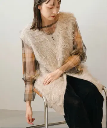 [택 포함 새상품] kastane [앞뒤 2WAY] 샤기 니트 롱 베스트