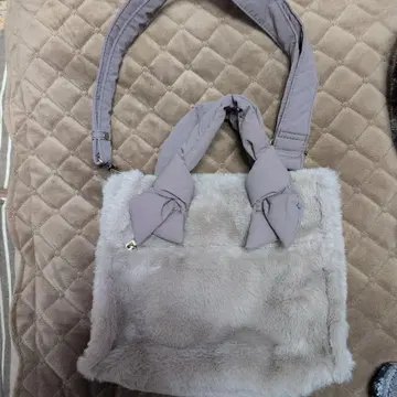 베이지 퍼 2way 숄더백