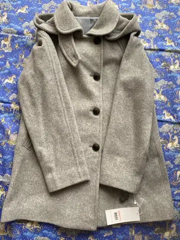 그레이 후드 부착 울 코트 L 사이즈